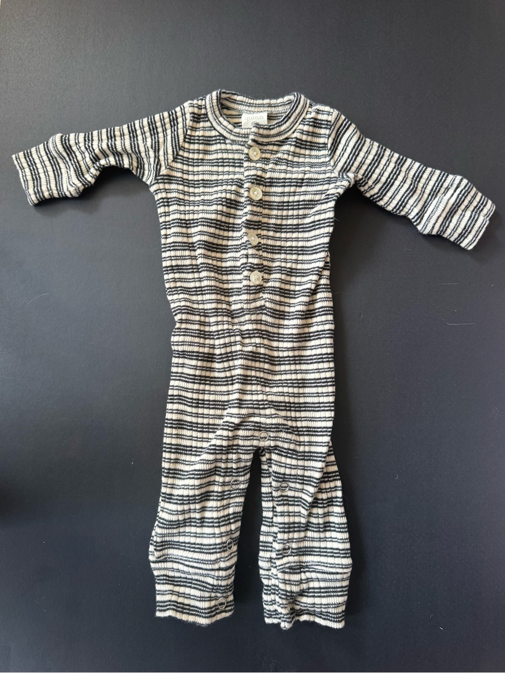 kate quinn Black & Cream Striped Button-Front One-Piece
